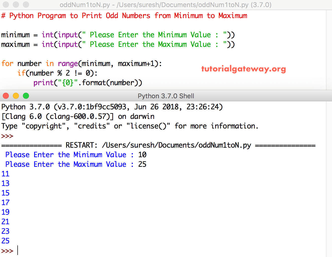 Python Program to Print Odd Numbers from 1 to N 4