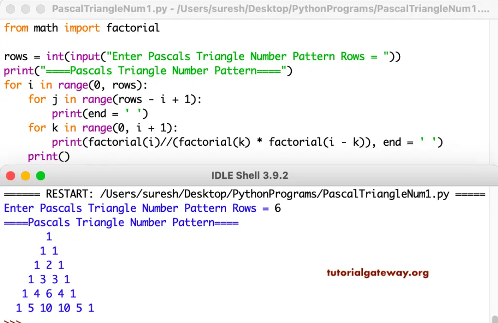Python Program to Print Pascal Triangle