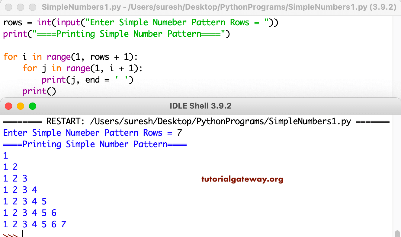 Python Program to Print Simple Number Pattern