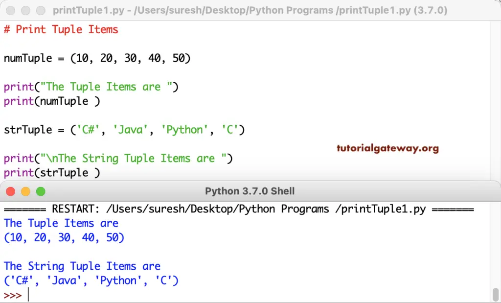 Python Program to Print Tuple Items 1