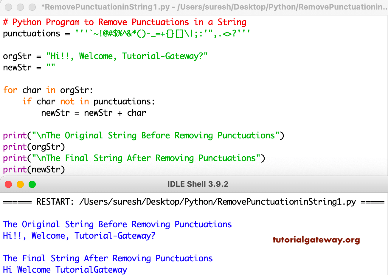 Python Program to Remove Punctuations from a String