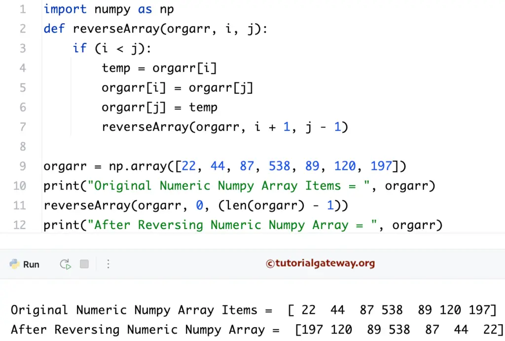 Python Program to Reverse an Array using recursion