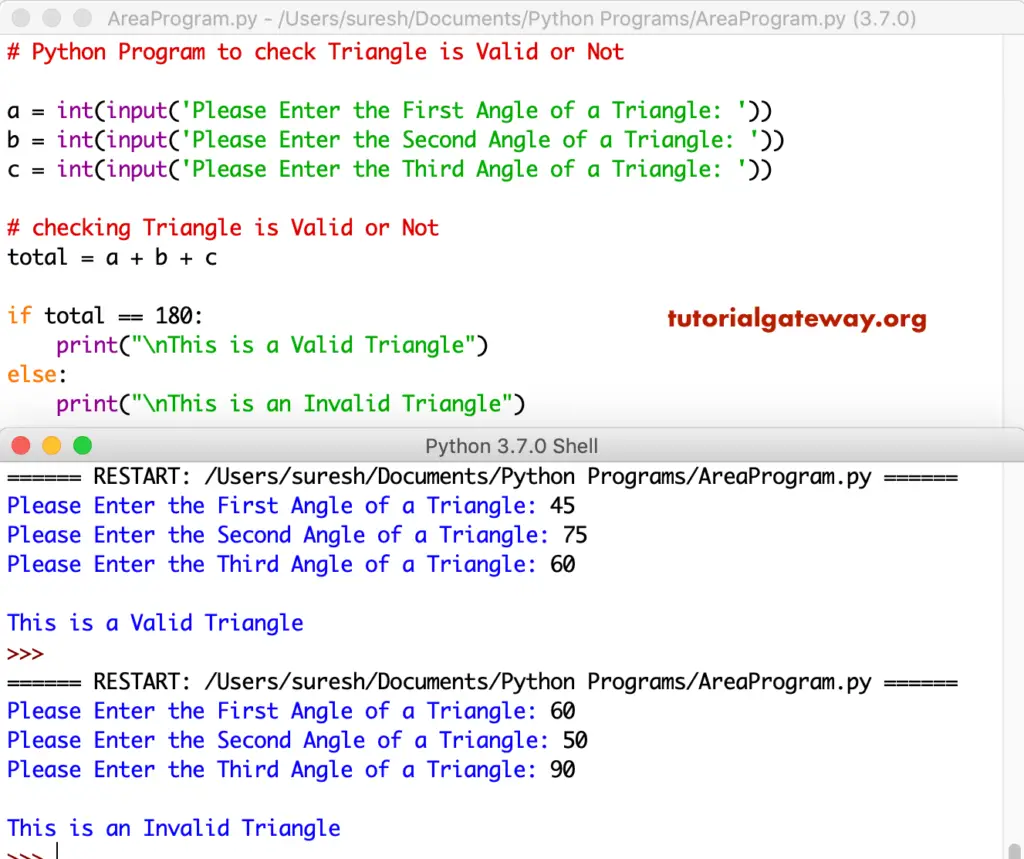 Python Program to check Triangle is Valid or Not 1