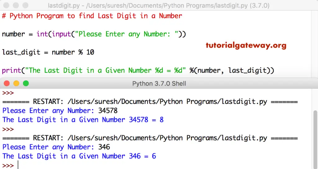 Python Program to find Last Digit in a Number 1