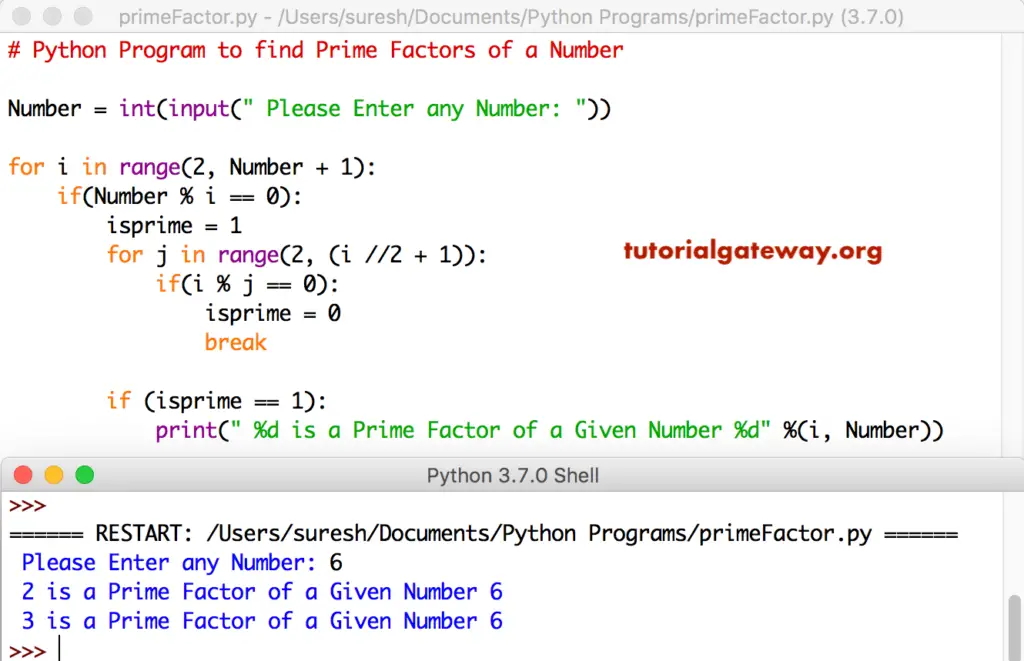 Python Program to find Prime Factors of a Number 1