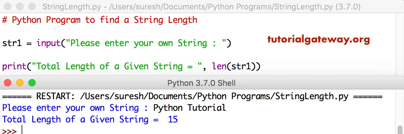 Python Program to find a String Length 2