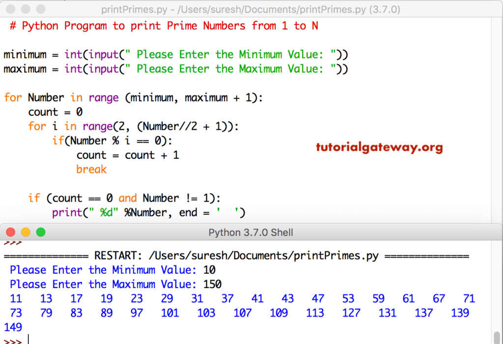 java program to print prime numbers in a given range