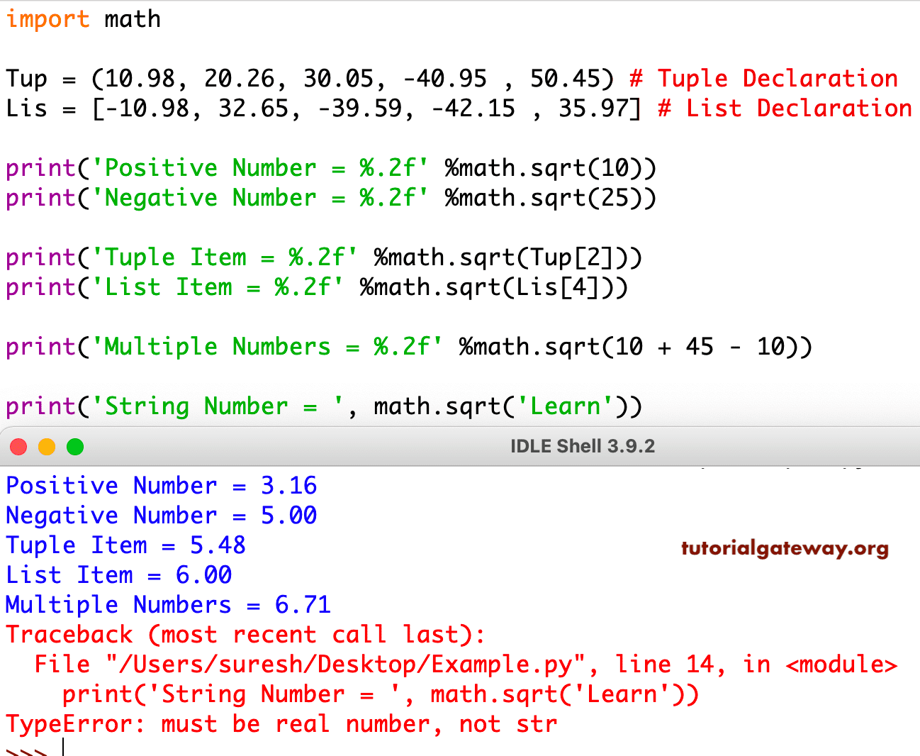 Python sqrt Function