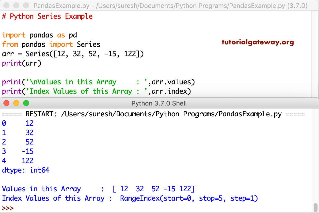 Python Series Index and Values