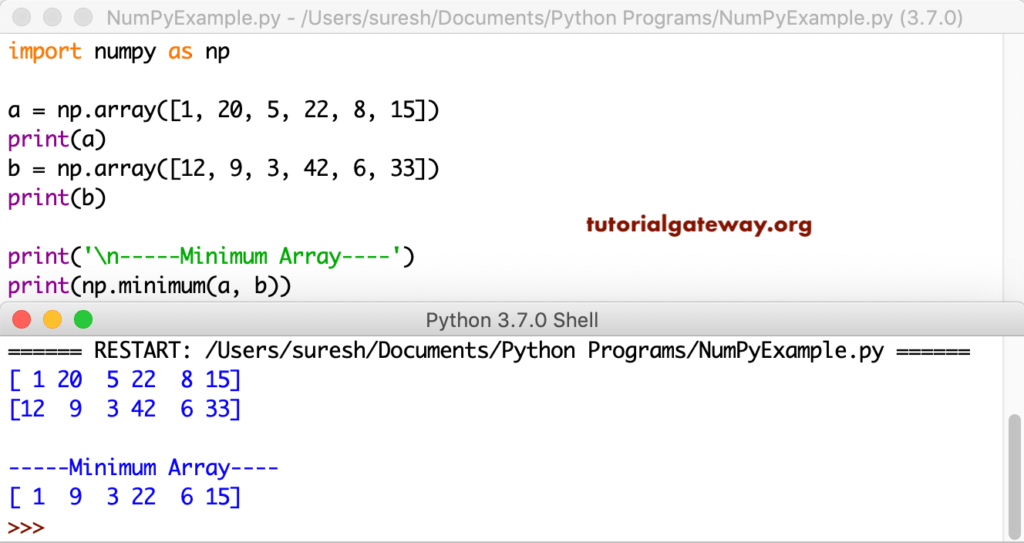 Python array minimum 1
