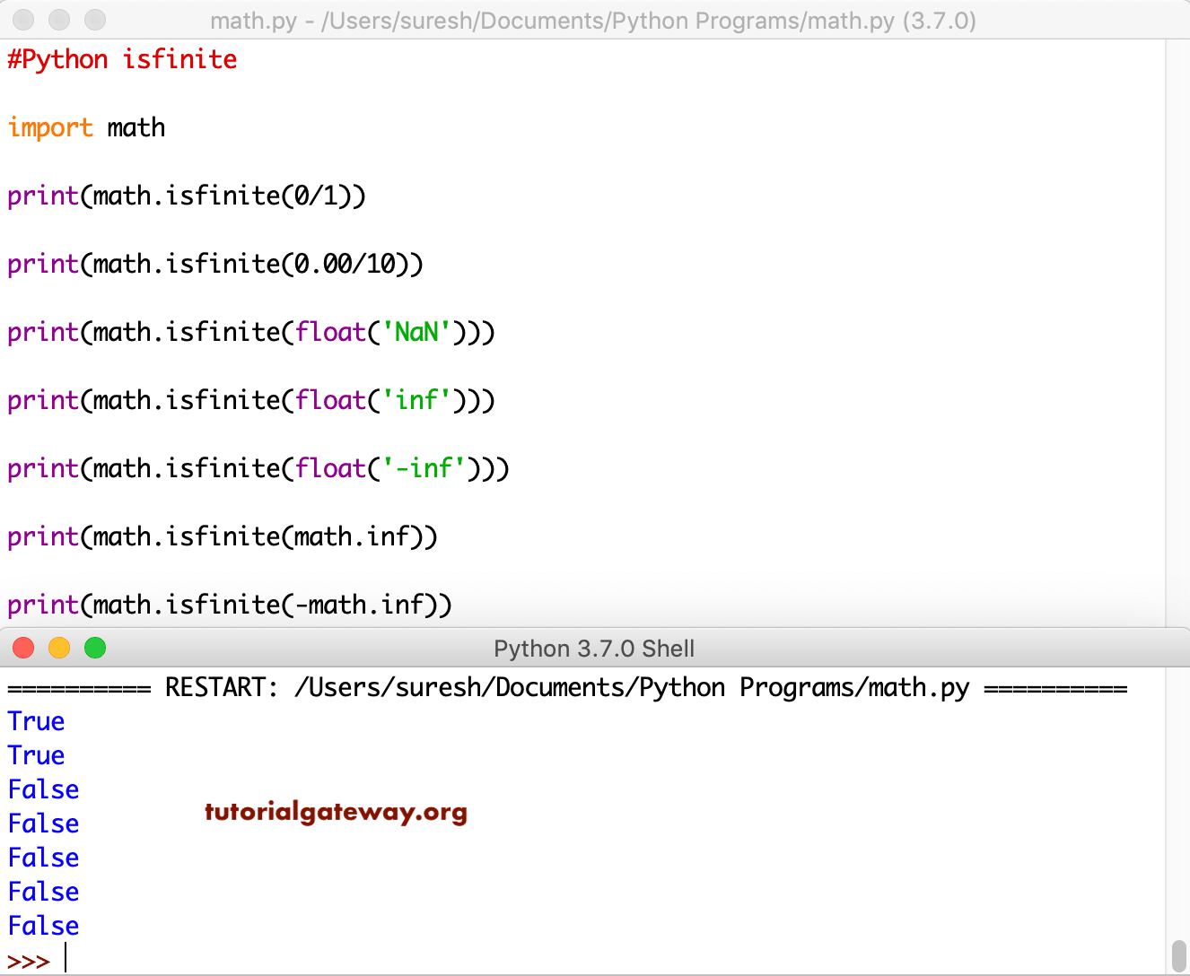 Python isfinite Function 2