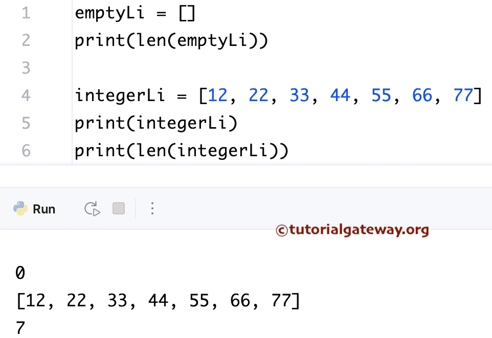 Python Program to find the length of an integer list