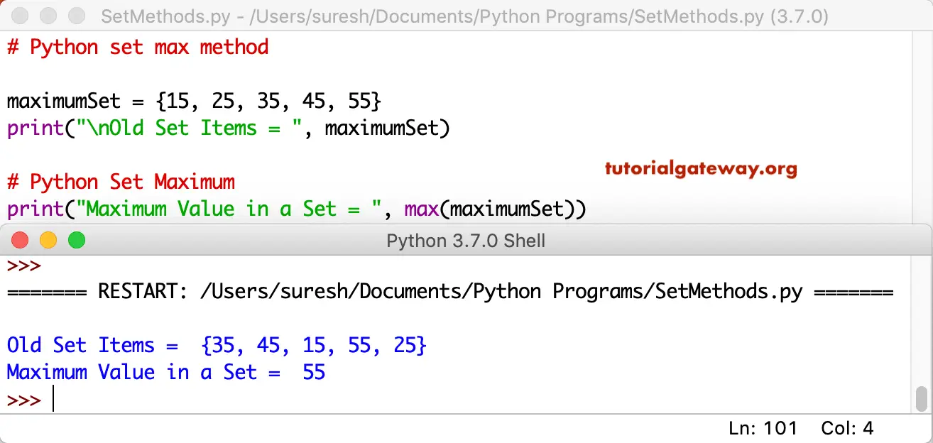 Python set max method 1