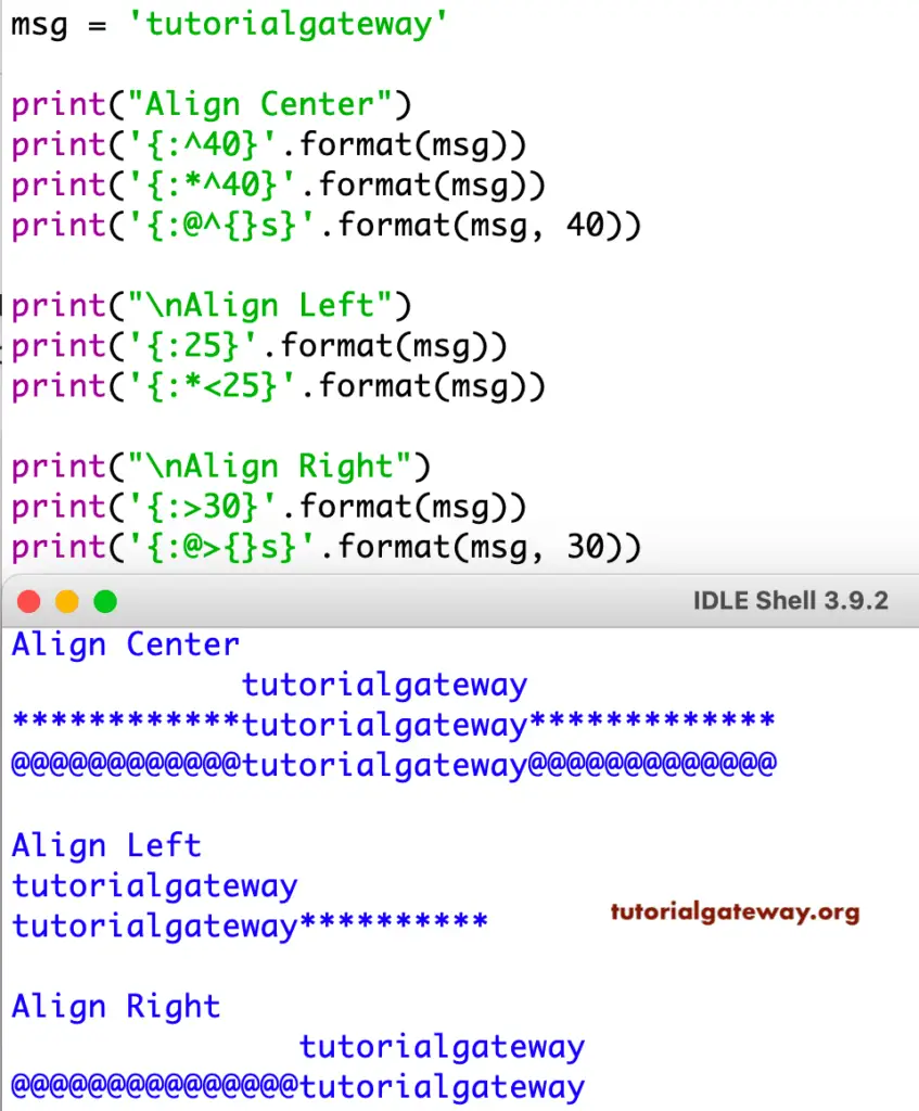Python string format padding