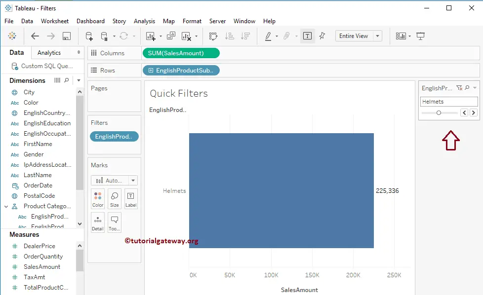 Quick Filters in Tableau 9