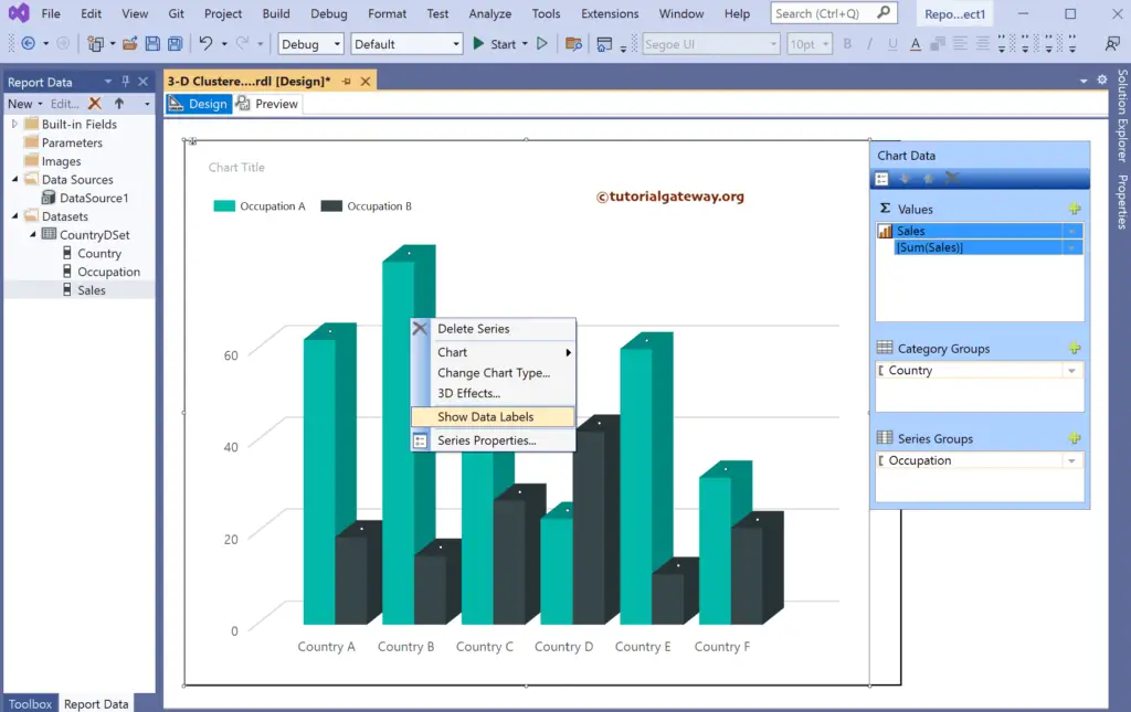 Show Data labels in SSRS 3-D Clustered Column Chart