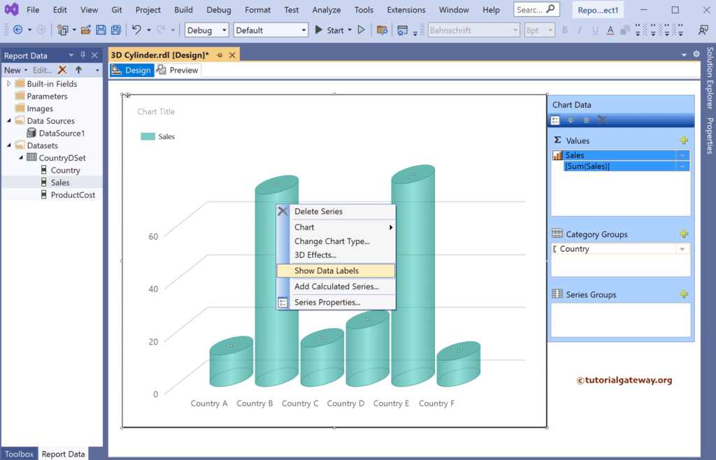 Show Data Labels in SSRS 3D Cylinder Chart