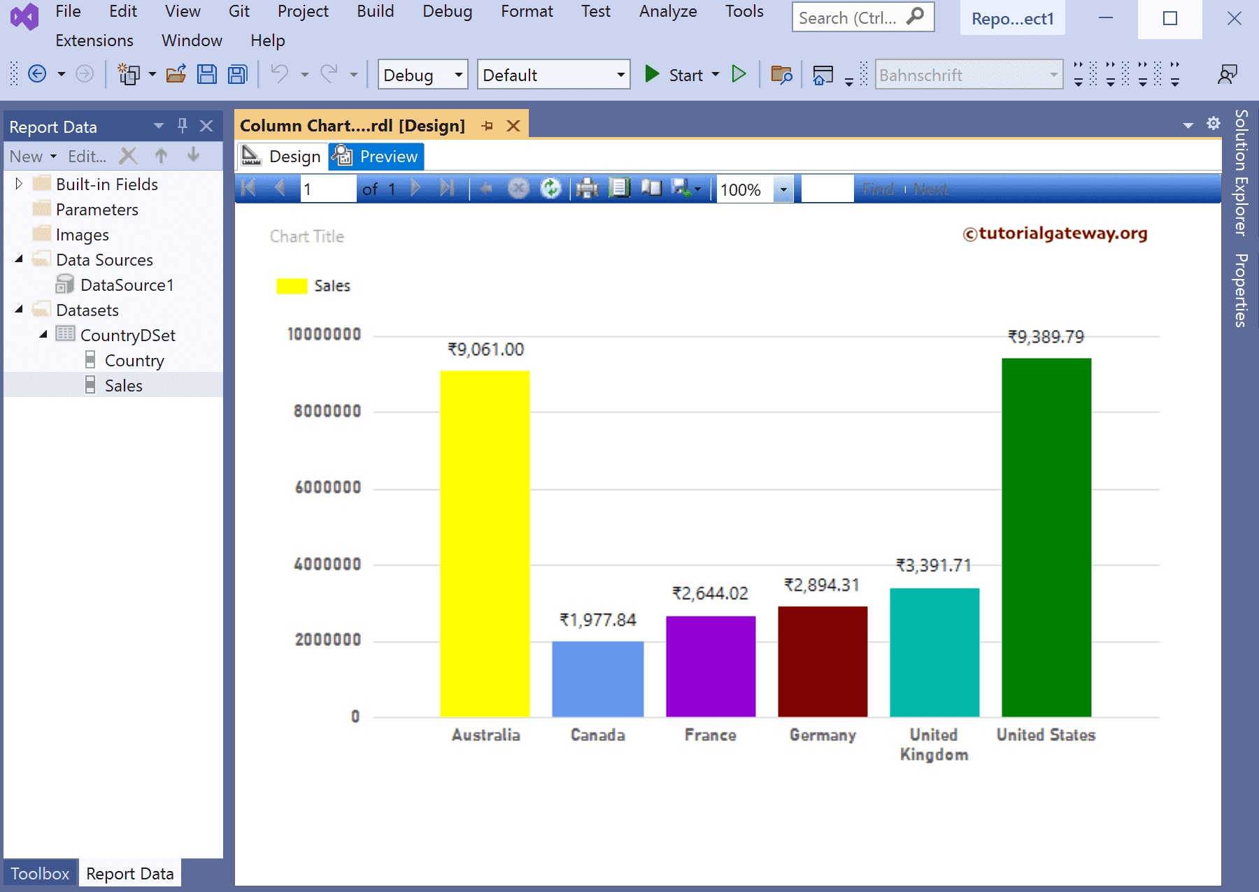 Add Custom Colors to SSRS Column Chart Report Preview