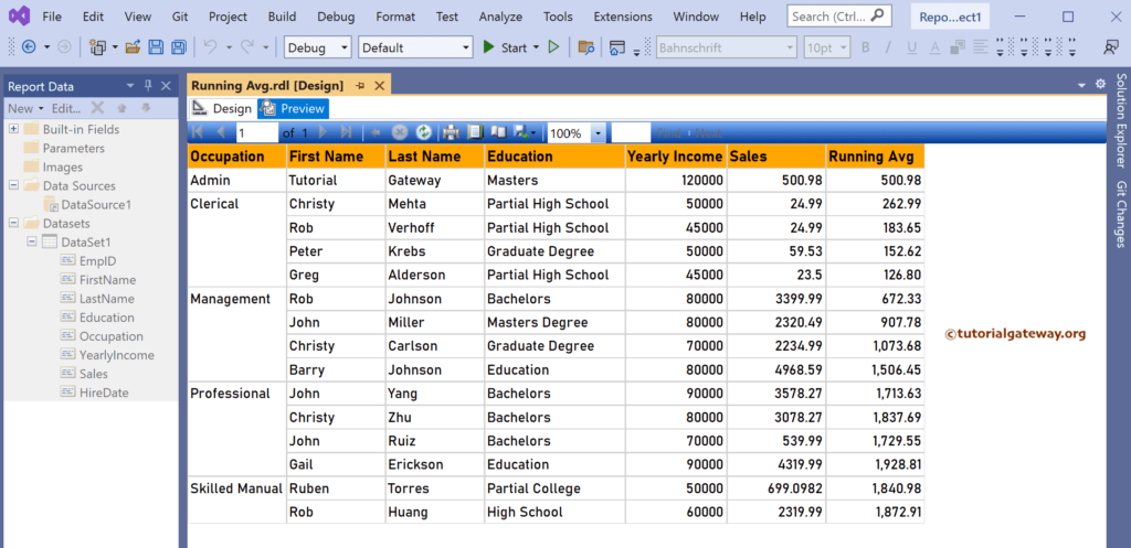 Calculate Running Average in SSRS table report preview
