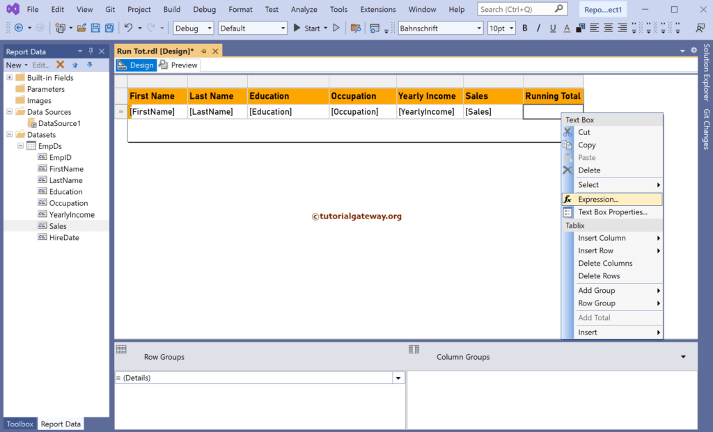 Name Header for Calculate Running Total in SSRS
