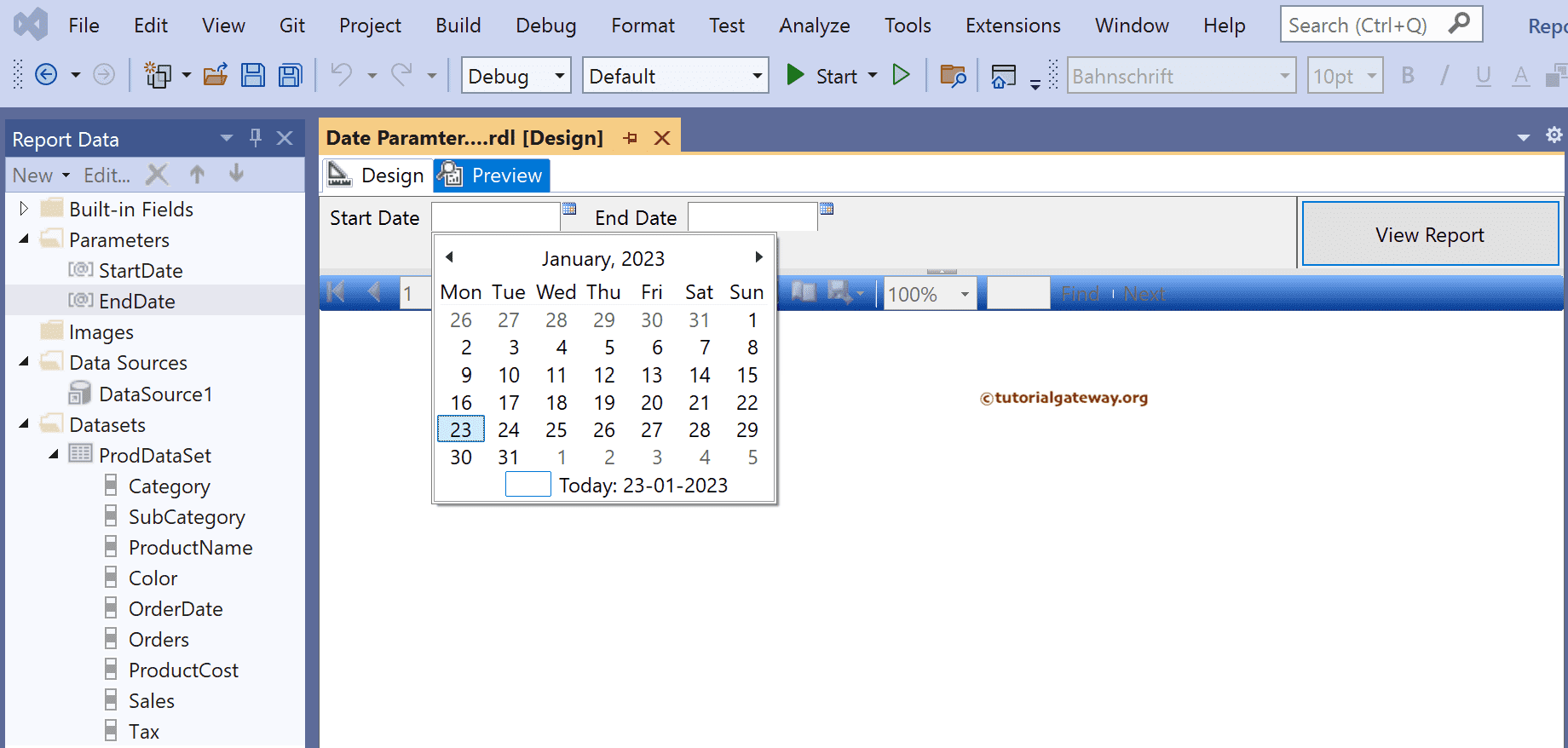 SSRS Date Parameters with Calendar to select Day, Year, and Month