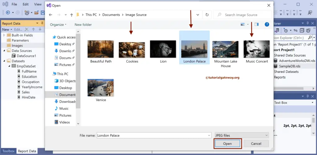 Upload Images to Display  them Based on SSRS Expression