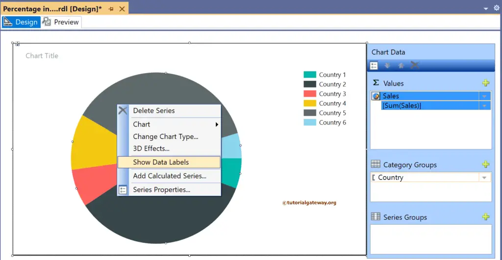 Show Data Labels in SSRS Pie Chart to Display Percentages