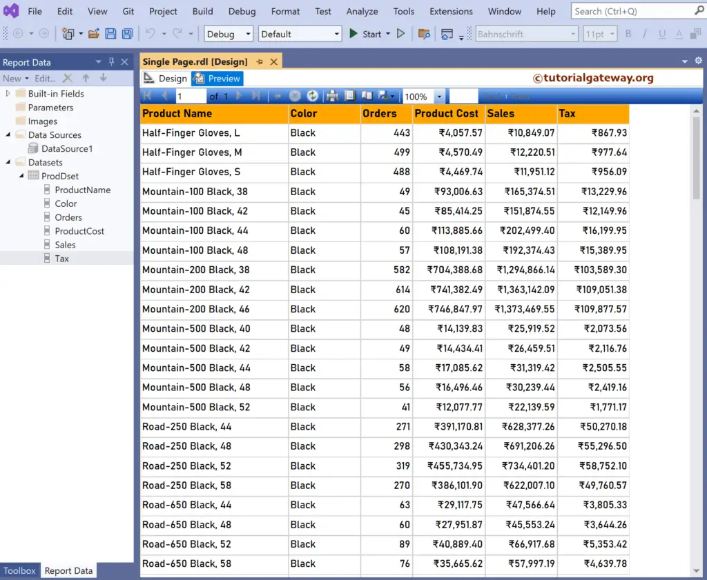 Display SSRS Table Rows on a Single Page Preview