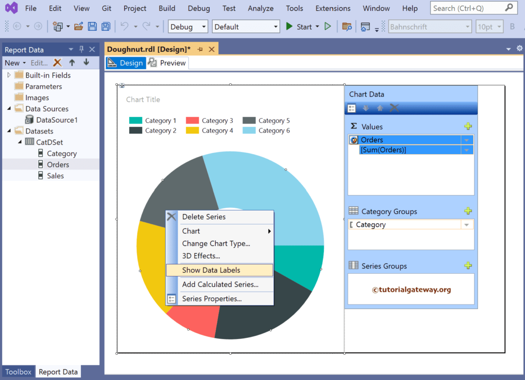 Show data labels in SSRS Donut or Doughnut Chart