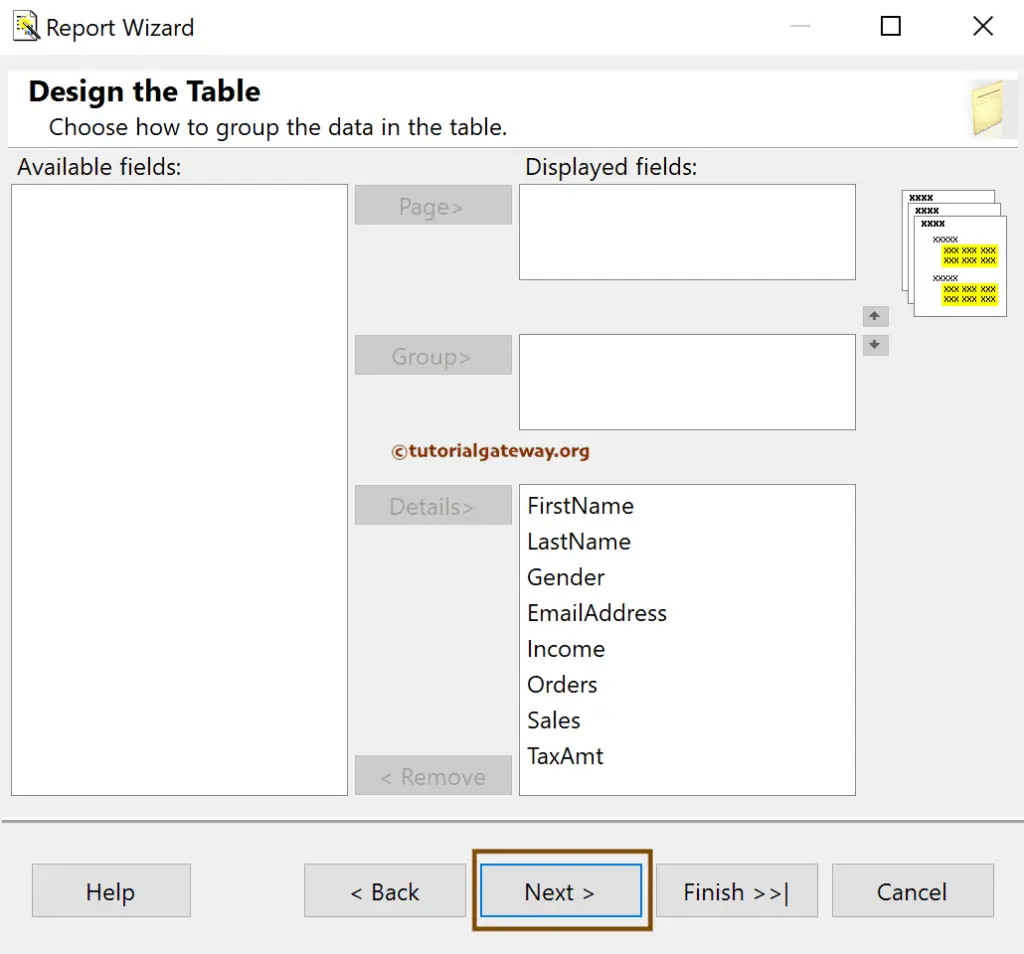 Add Fields to table Details