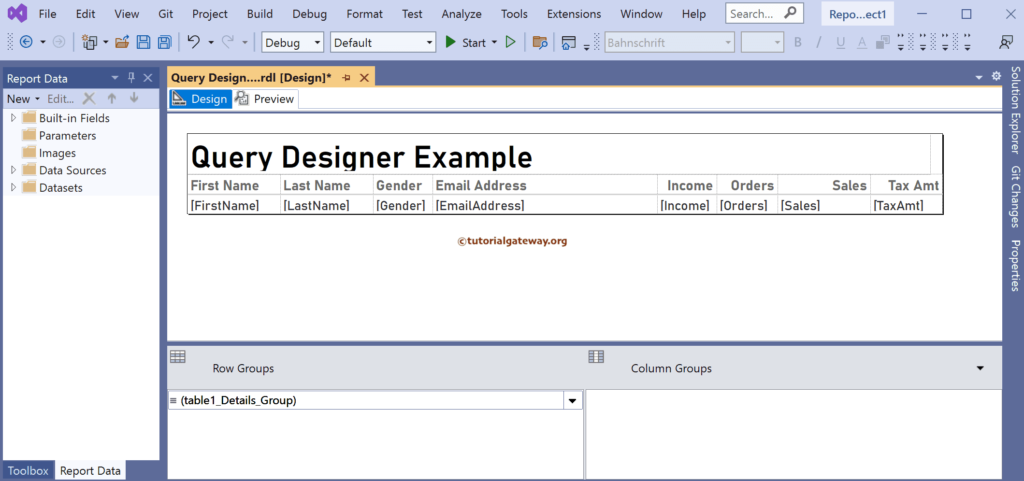 Auto-genearted Table Report from SSRS Query Builder or Designer in Wizard