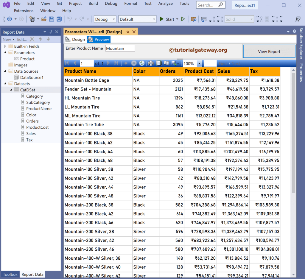 SSRS Report Parameters Wildcard Search Preview 2