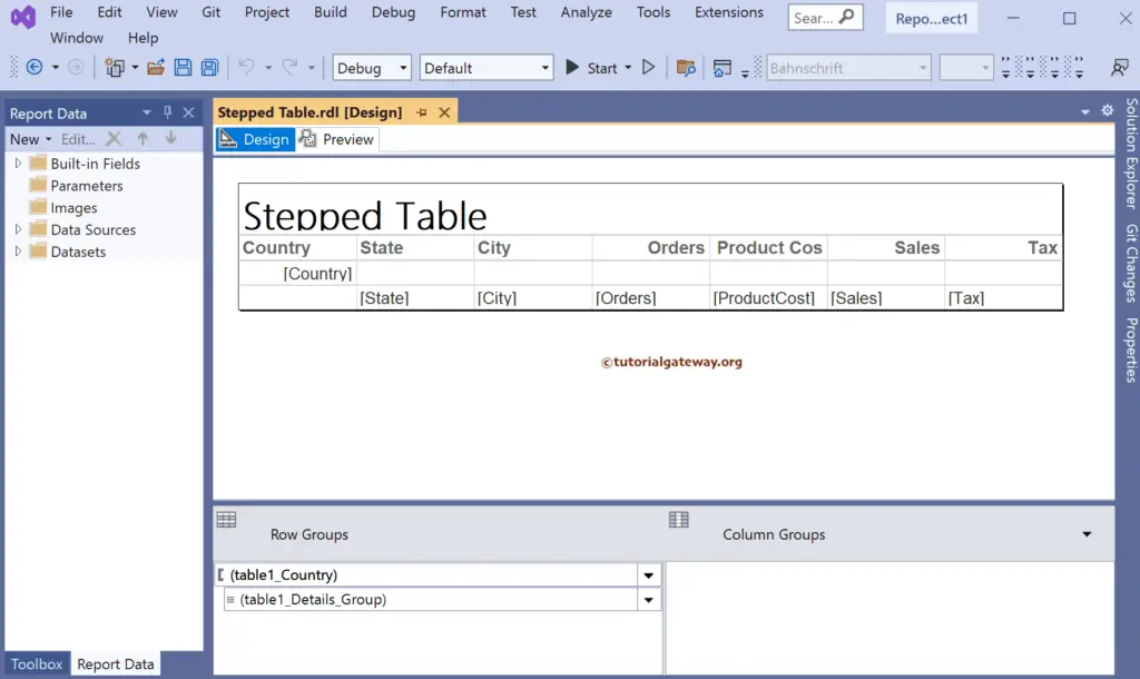 Auto-Generated SSRS Stepped Table using Report Wizard
