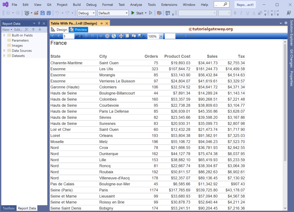 Another SSRS Table using Report Wizard Page and Details Preview
