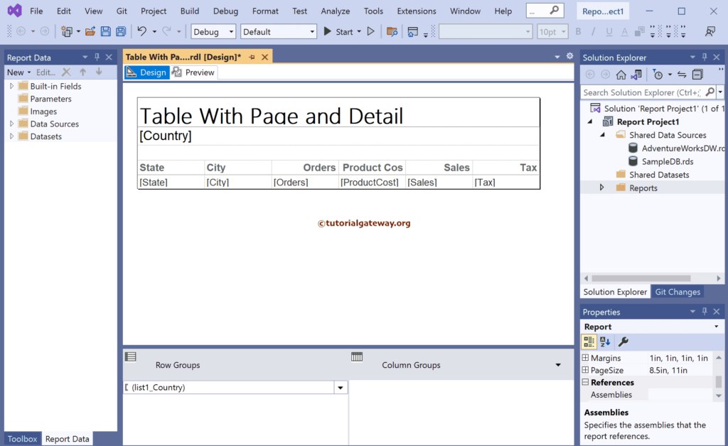 Auto-Generated SSRS Table using Report Wizard Page and Details