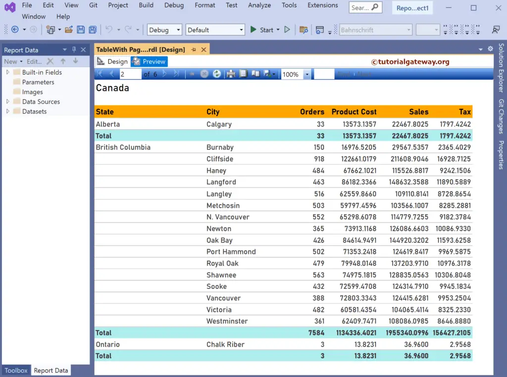 SSRS Table with subtotals using Report Wizard Page Group and Details