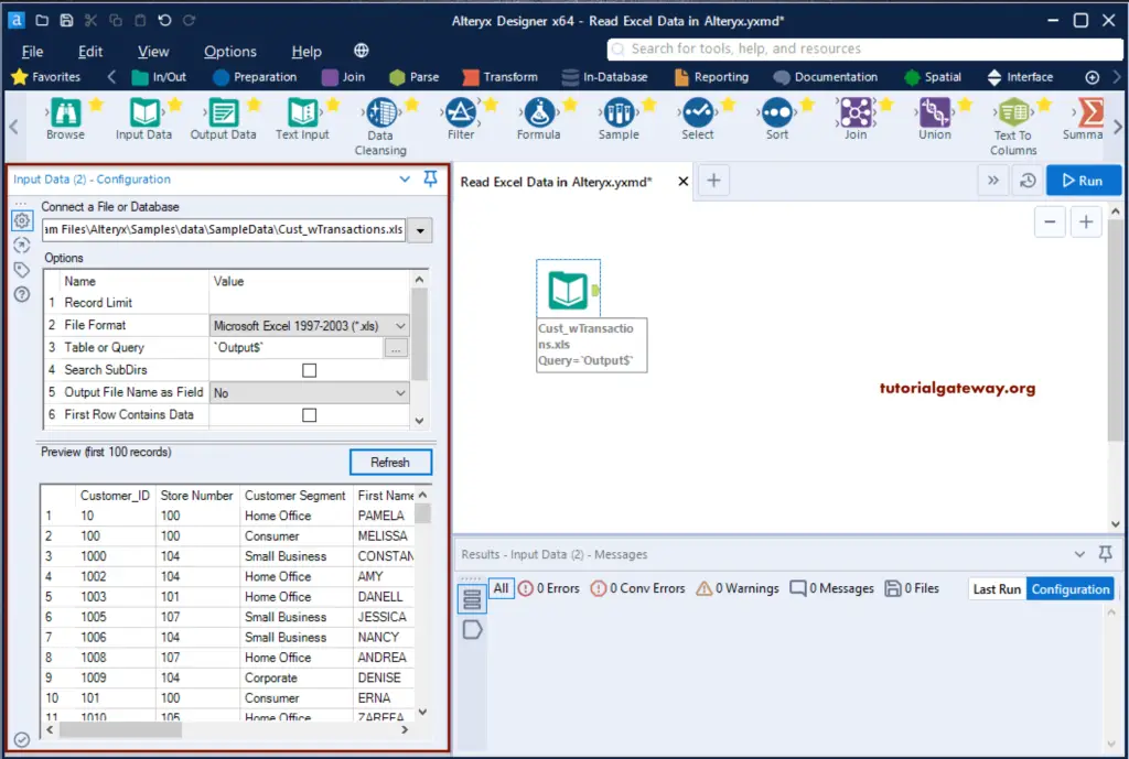 Read Excel File in Alteryx 7