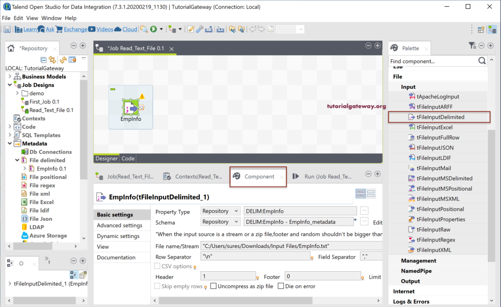 Read Text File in Talend 13