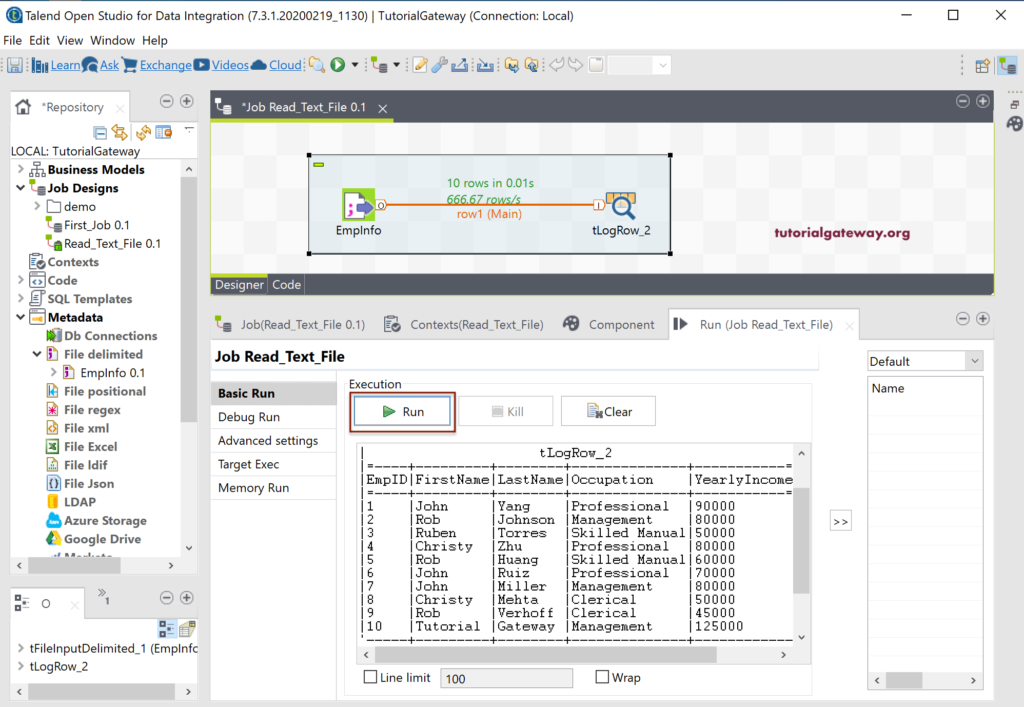 Read Text File in Talend 16