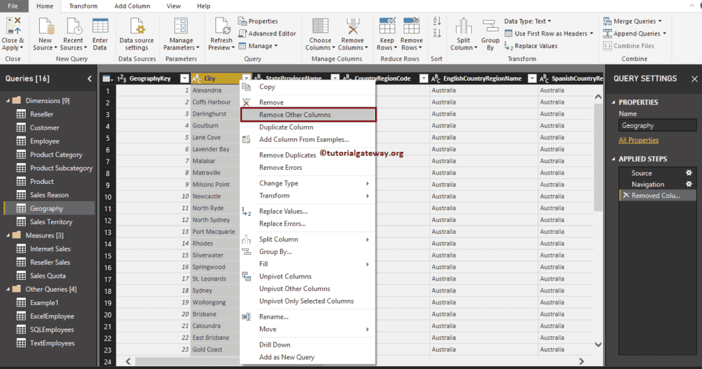 Remove or Reorder Columns in Power BI 5