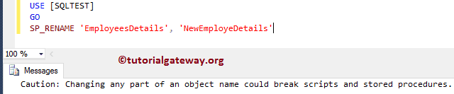 Rename Table Name and Column Name in SQL Server 2