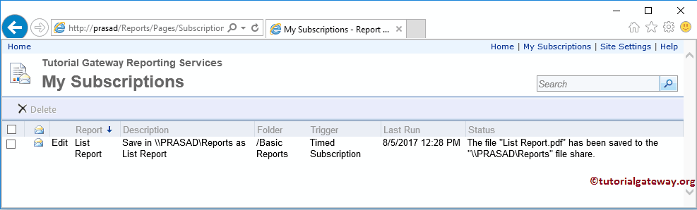Report Subscription Execution