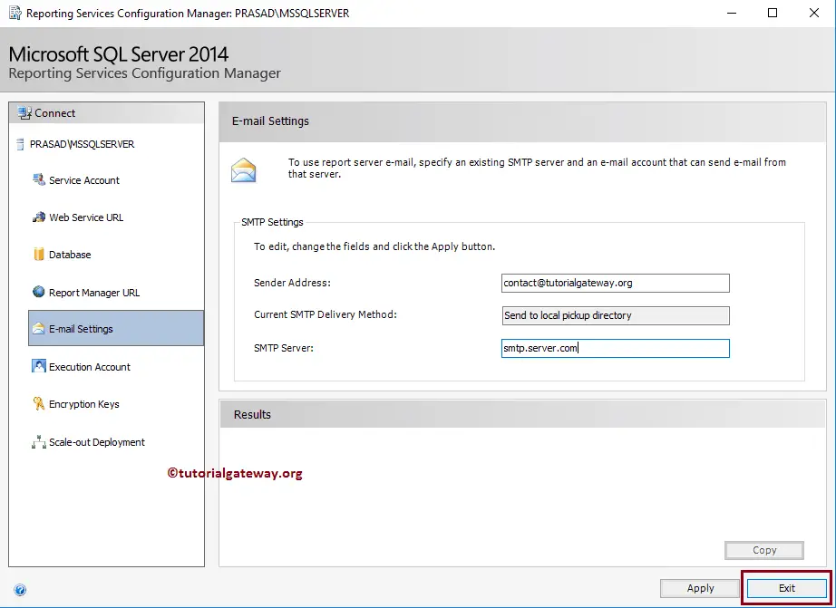 Go to Configuration Manager to View SMTP Email settings 