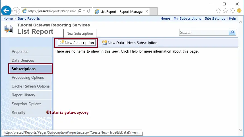 Add New Report Subscription in SSRS