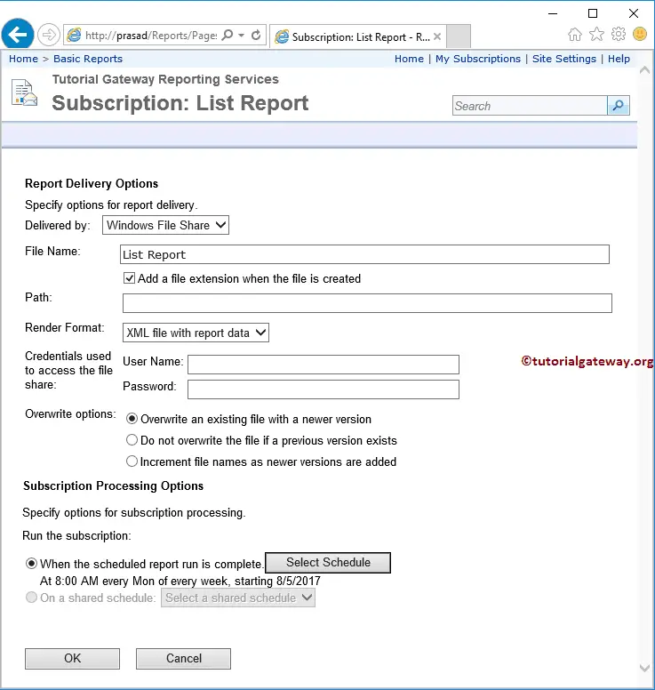 SSRS Windows Live Share Report Delivery subscribtion