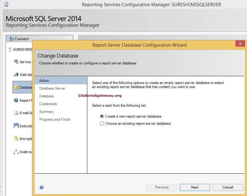 Create aNew Reporting Server Database 9