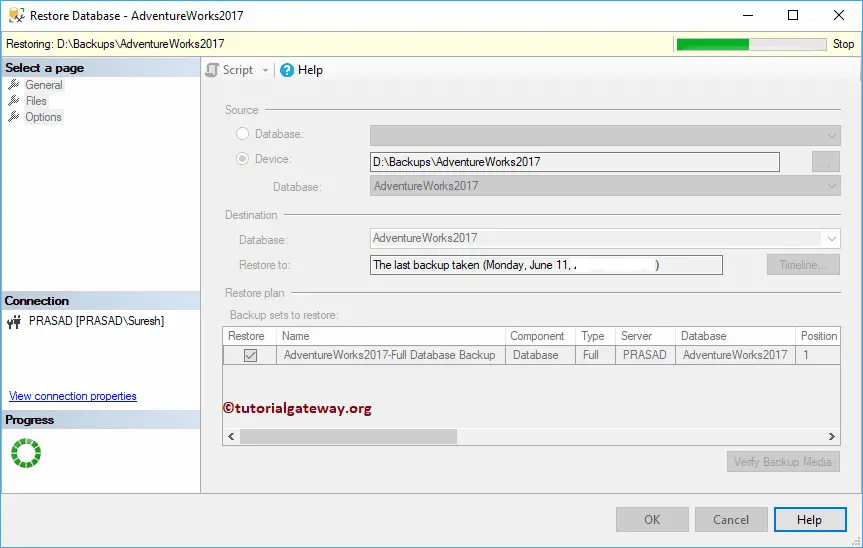 Restore Database in SQL Server using BAK 9
