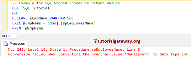 Return Values in SQL Stored Procedure 8