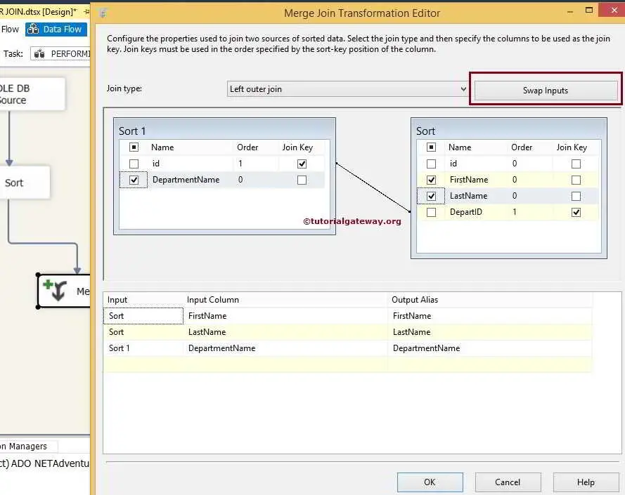 Right Outer Join Using Merge Join Transformation in SSIS 2