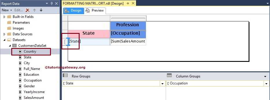 Row Grouping in SSRS Matrix Report 1